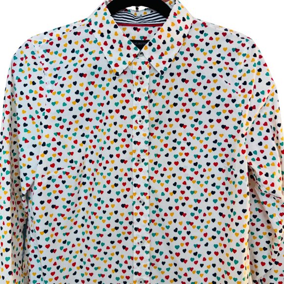 Talbots Classic Cotton Shirt with Hearts Long Sleeve Button Down Women’s Small - Picture 4 of 5